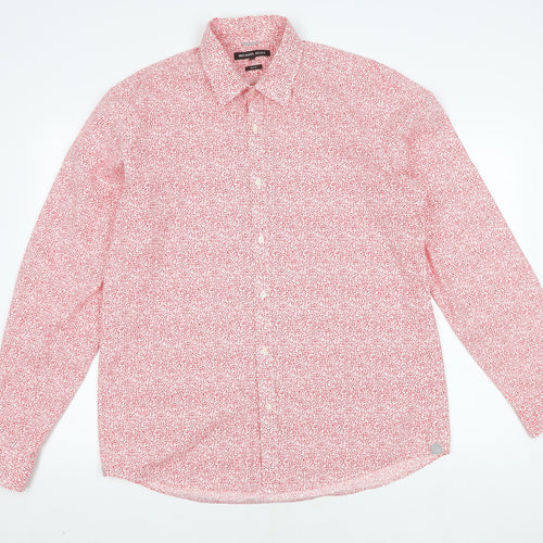Michael Kors Men's Red Floral Slim Fit Shirt XL
