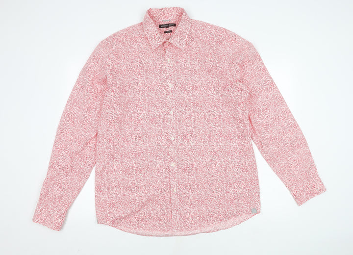 Michael Kors Men's Red Floral Slim Fit Shirt XL