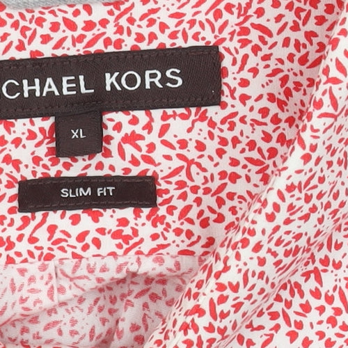 Michael Kors Men's Red Floral Slim Fit Shirt XL