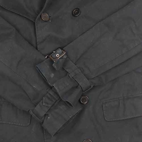 Atticus Men's Black Pea Coat, Size S, Belted Casual