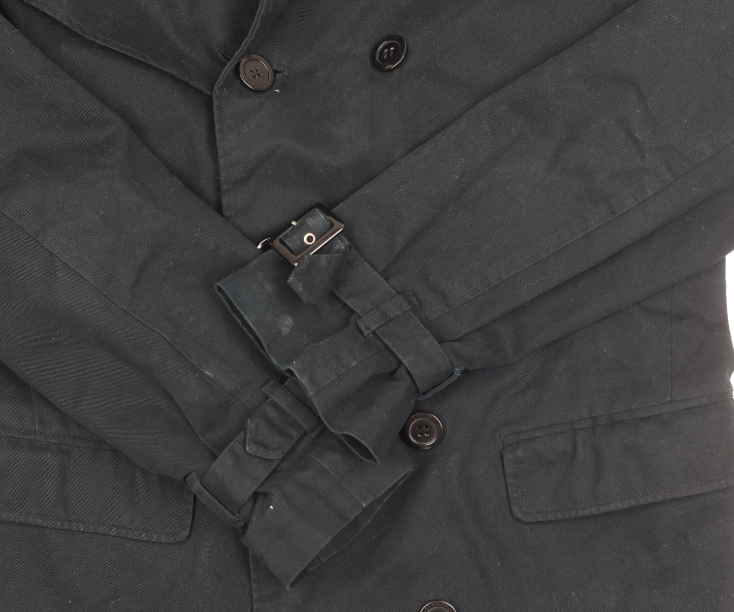 Atticus Men's Black Pea Coat, Size S, Belted Casual