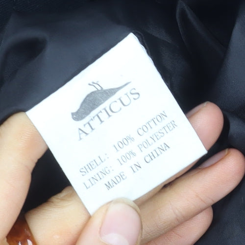 Atticus Men's Black Pea Coat, Size S, Belted Casual