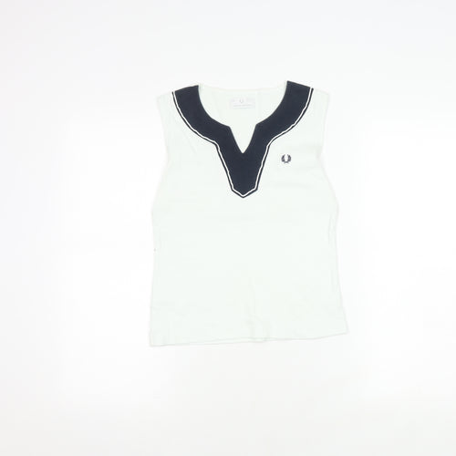 Fred Perry Women's White Sleeveless Top, Size 12