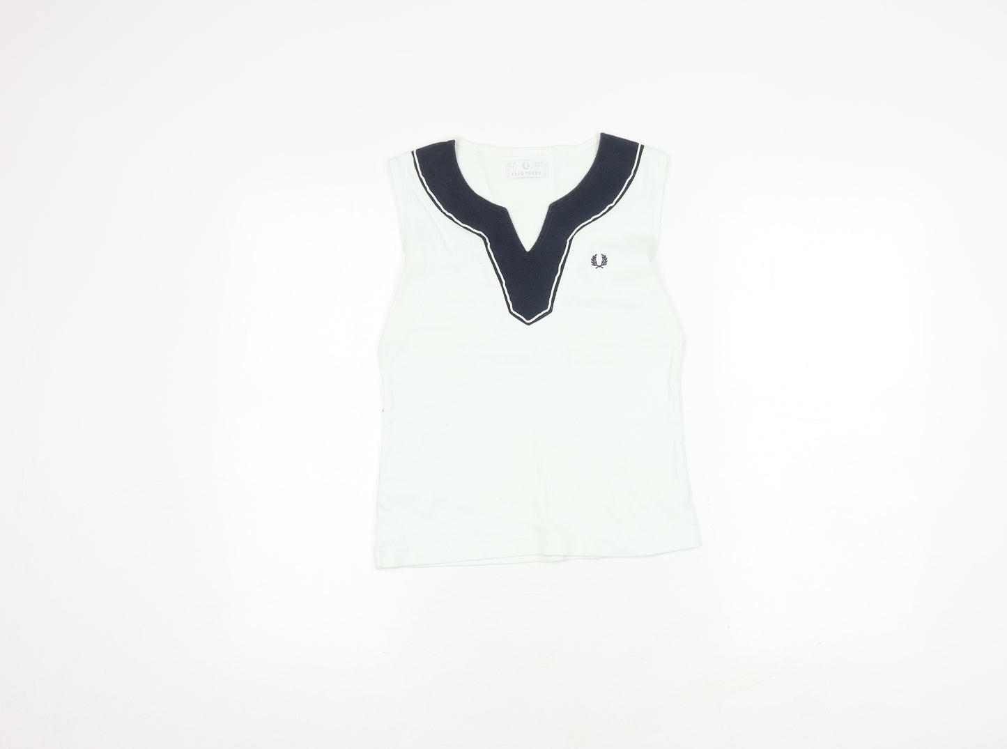Fred Perry Women's White Sleeveless Top, Size 12