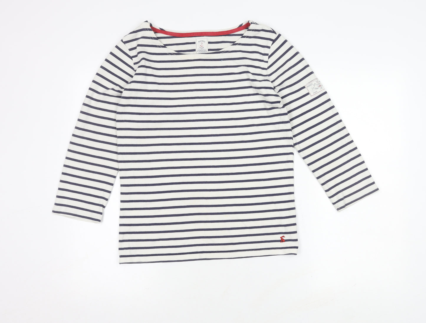 Joules Women's White Striped T-Shirt Size 10
