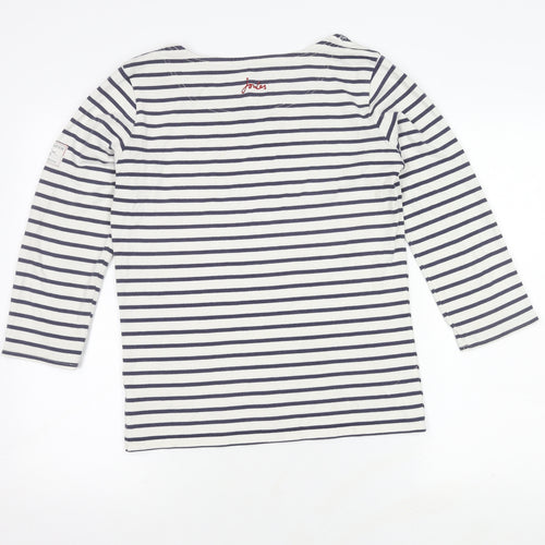 Joules Women's White Striped T-Shirt Size 10