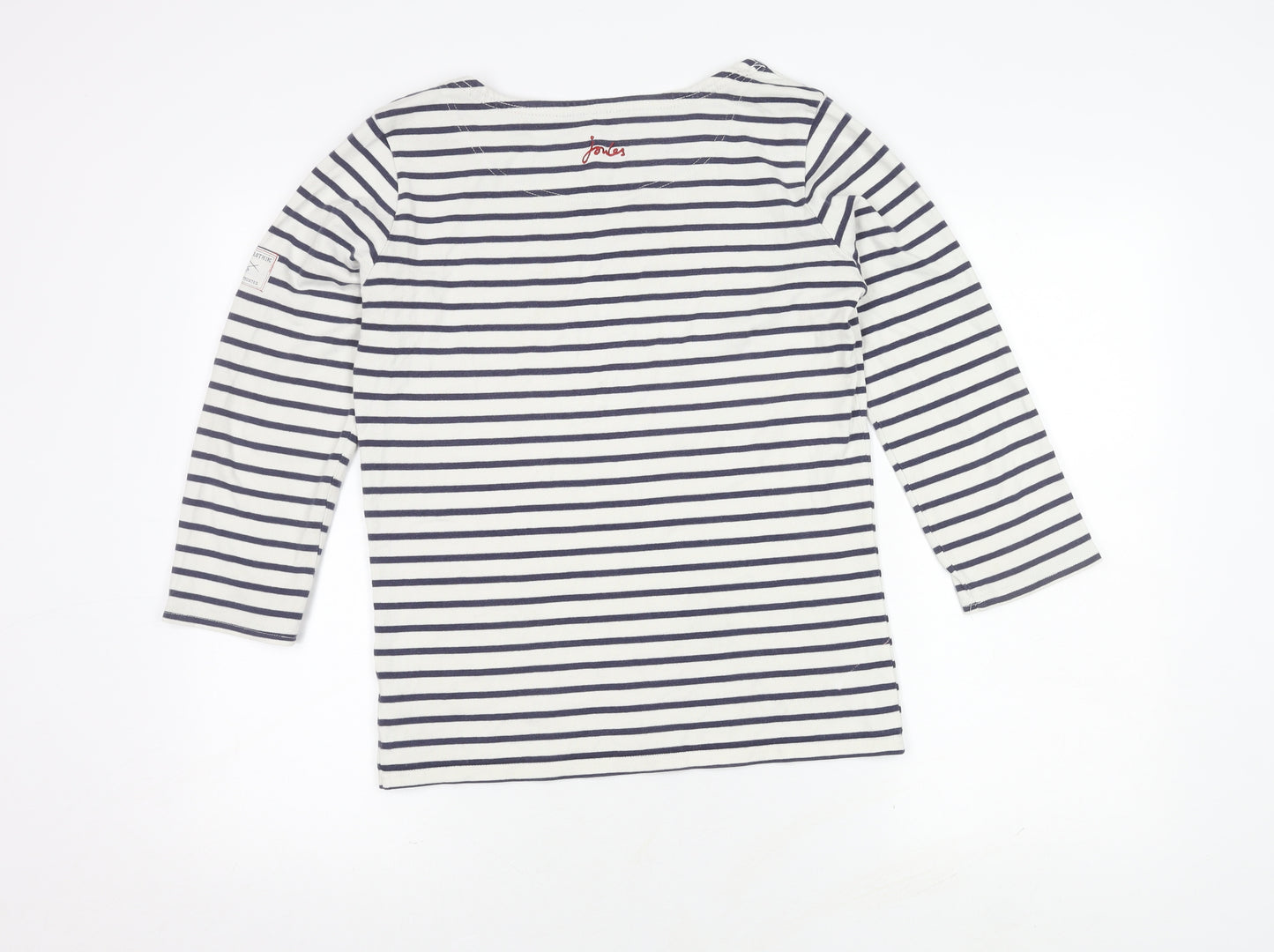 Joules Women's White Striped T-Shirt Size 10