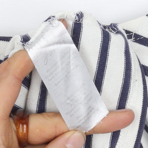 Joules Women's White Striped T-Shirt Size 10