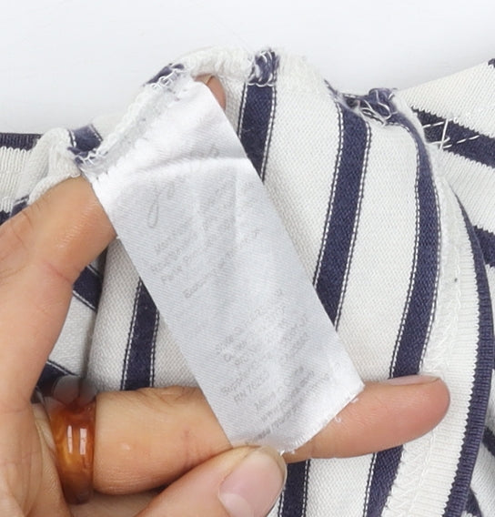 Joules Women's White Striped T-Shirt Size 10