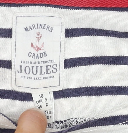 Joules Women's White Striped T-Shirt Size 10