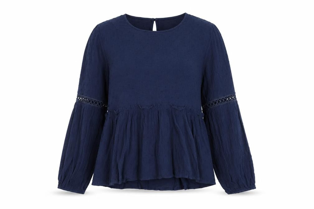 Front view of Apricot Women's Blue Long Sleeve Blouse UK 14