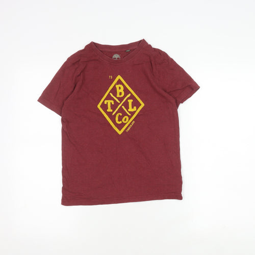 Timberland Boys Red XS T-Shirt, Short Sleeve, Casual, Logo