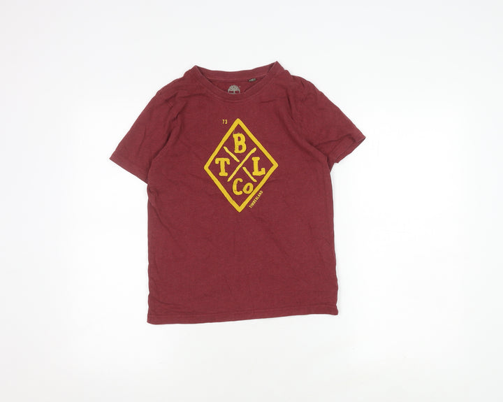 Timberland Boys Red XS T-Shirt, Short Sleeve, Casual, Logo