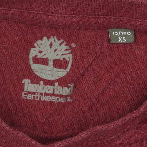 Timberland Boys Red XS T-Shirt, Short Sleeve, Casual, Logo