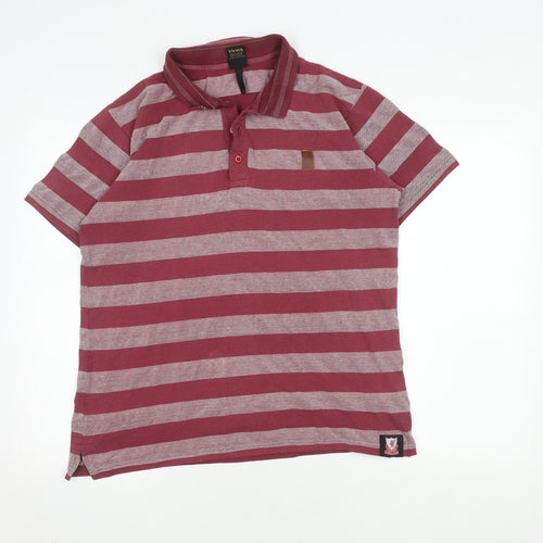 LFC Men's Red Striped Polo Shirt M