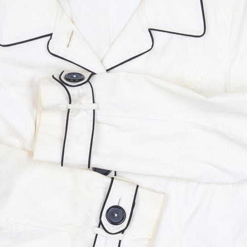 Laura Ashley Women's White Trench Coat Size 14