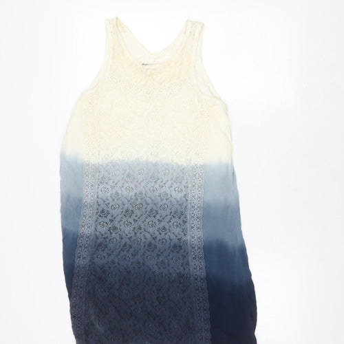 Abercrombie Kids Girls White Blue A-Line Dress Lace Detail