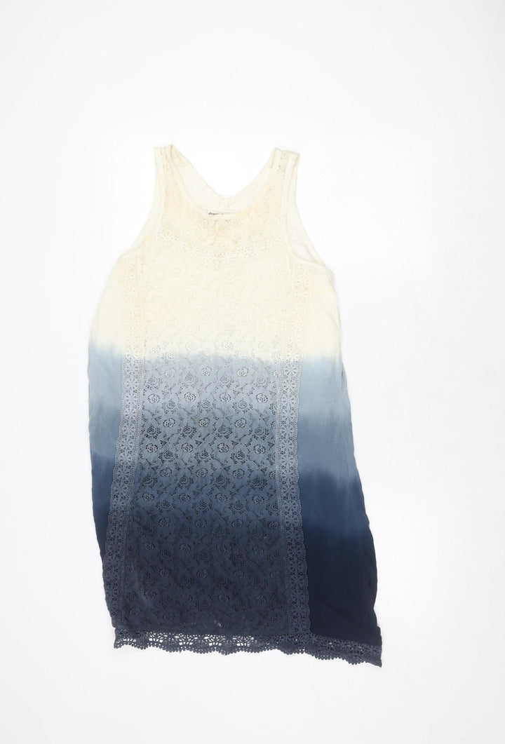 Abercrombie Kids Girls White Blue A-Line Dress Lace Detail