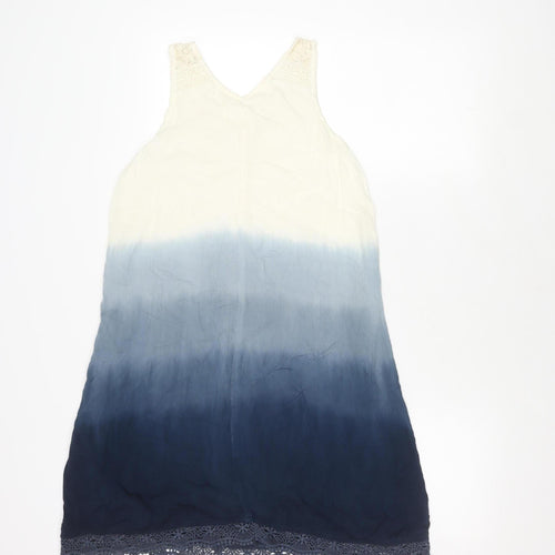 Abercrombie Kids Girls White Blue A-Line Dress Lace Detail