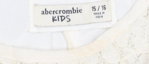 Abercrombie Kids Girls White Blue A-Line Dress Lace Detail