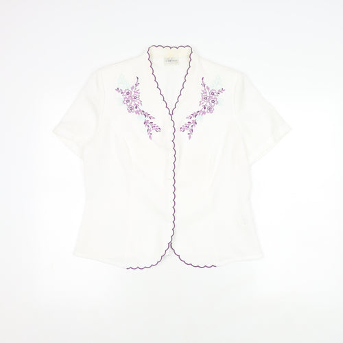 Eastex Women's White Embroidered Blouse - Size 12