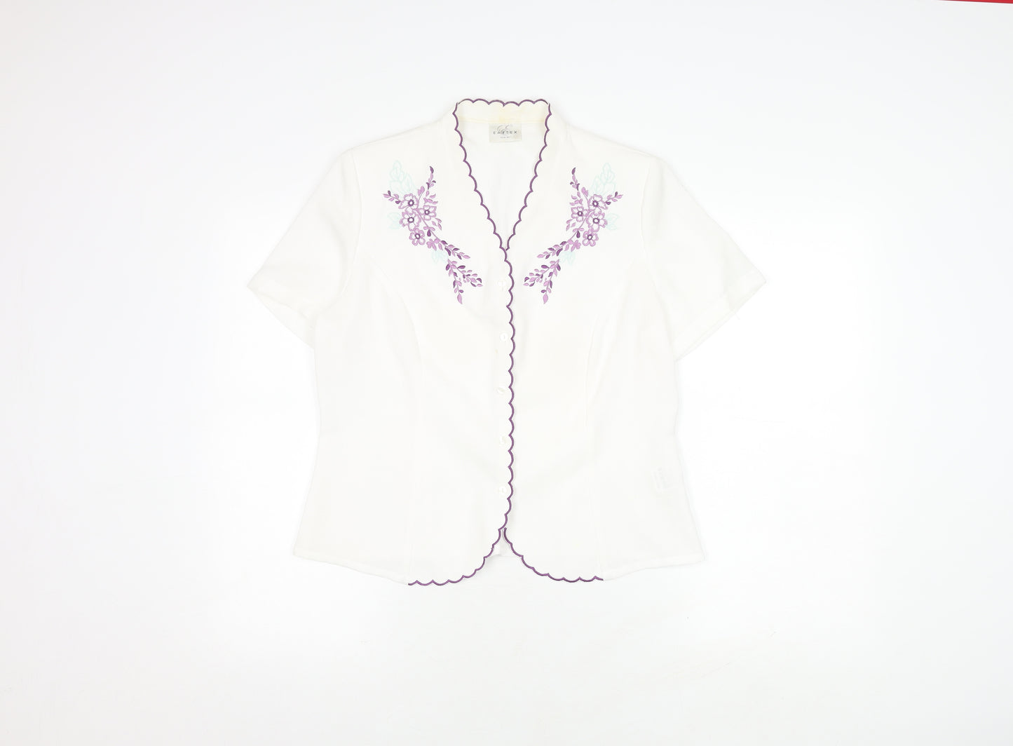 Eastex Women's White Embroidered Blouse - Size 12