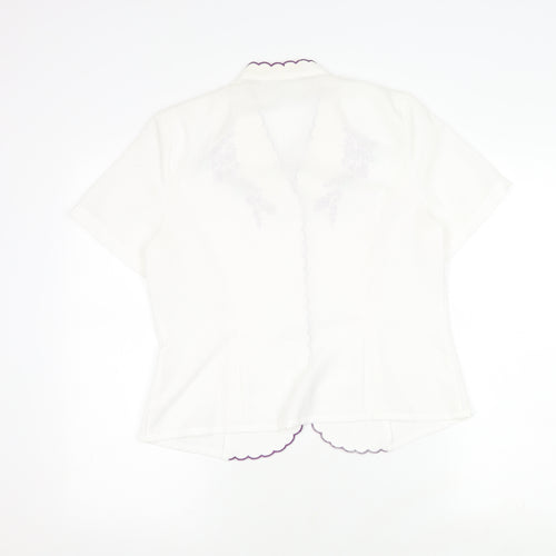 Eastex Women's White Embroidered Blouse - Size 12
