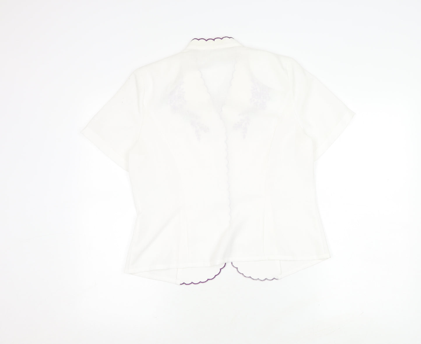 Eastex Women's White Embroidered Blouse - Size 12