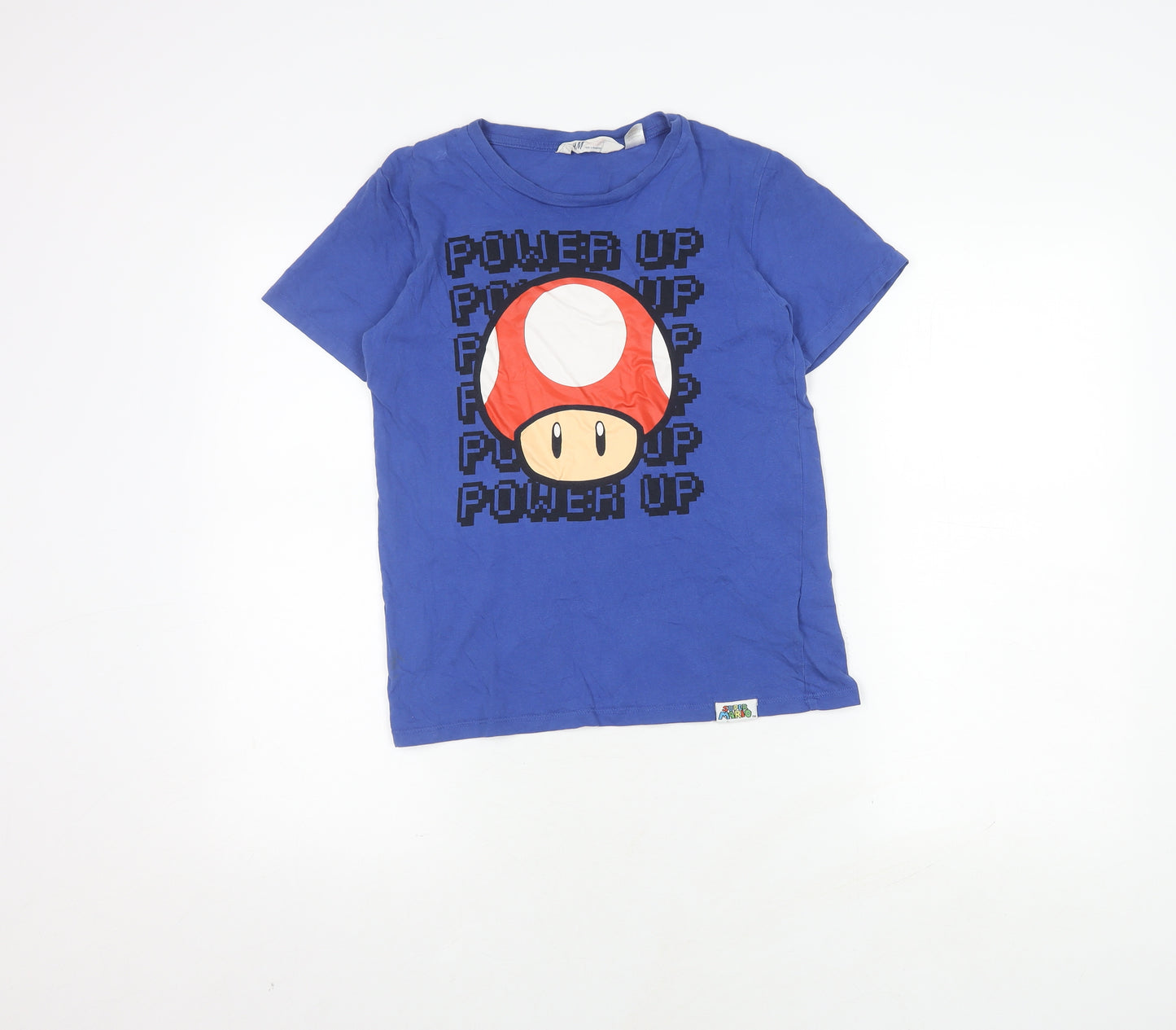 H&M Boys Blue Super Mario T-Shirt, Size 11-12 Years