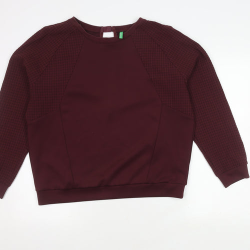United Colors of Benetton Women's Purple Polyester Blend Pullover Jumper Size L