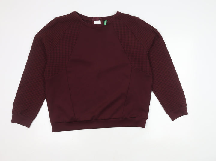 United Colors of Benetton Women's Purple Polyester Blend Pullover Jumper Size L