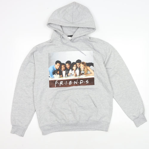PrettyLittleThing Women's Grey Friends Pullover Hoodie Size S