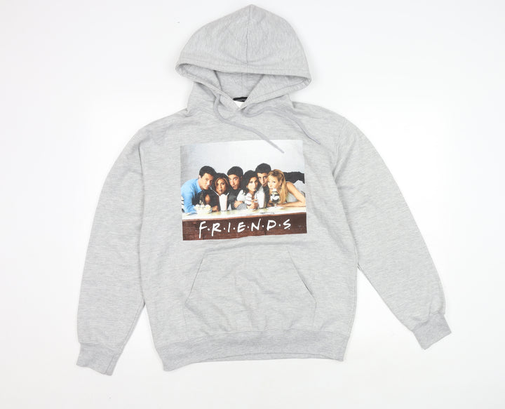 PrettyLittleThing Women's Grey Friends Pullover Hoodie Size S