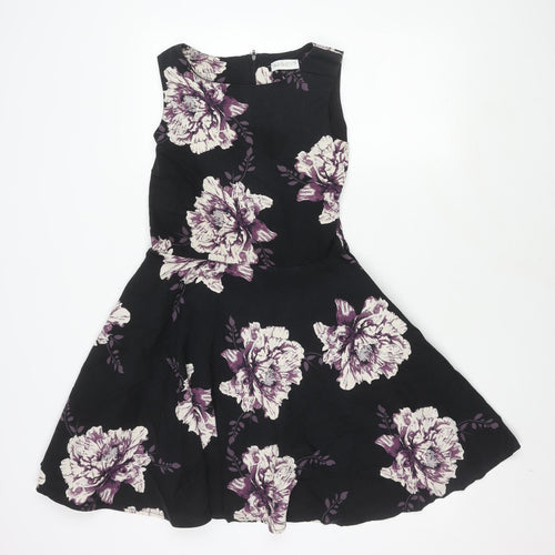 Apricot Women's Black Floral Dress UK 10