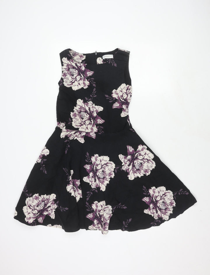 Apricot Women's Black Floral Dress UK 10