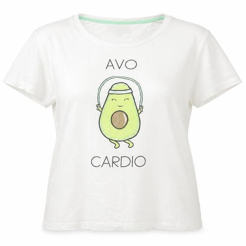 Brave Soul Women's White M T-Shirt Avocado Print