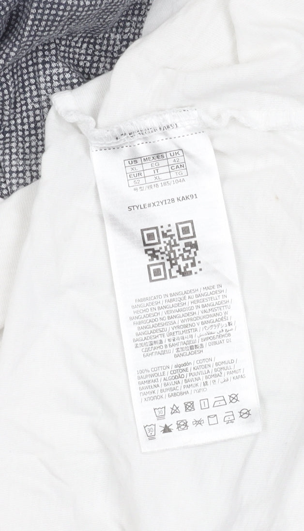 Guess Men's White Cotton Graphic Print T-Shirt XL