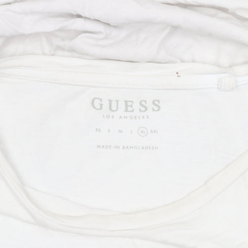Guess Men's White Cotton Graphic Print T-Shirt XL