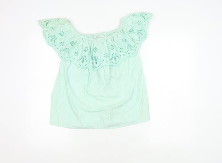 Red Herring Women's Green Off-Shoulder Top Size 10
