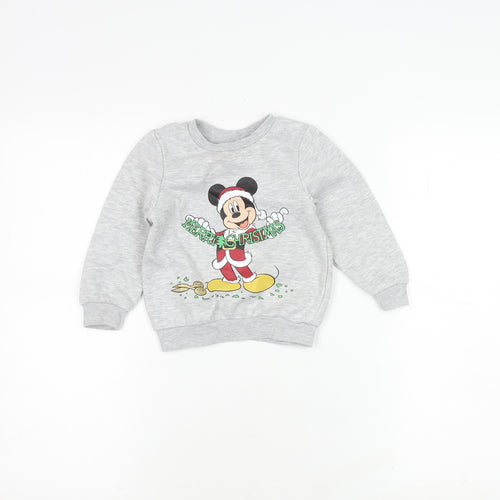 Disney Boys Grey Mickey Mouse Christmas Sweatshirt 8-9 Years