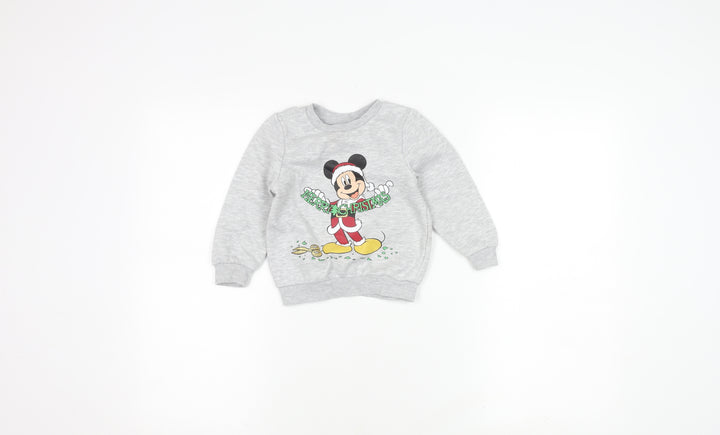 Disney Boys Grey Mickey Mouse Christmas Sweatshirt 8-9 Years