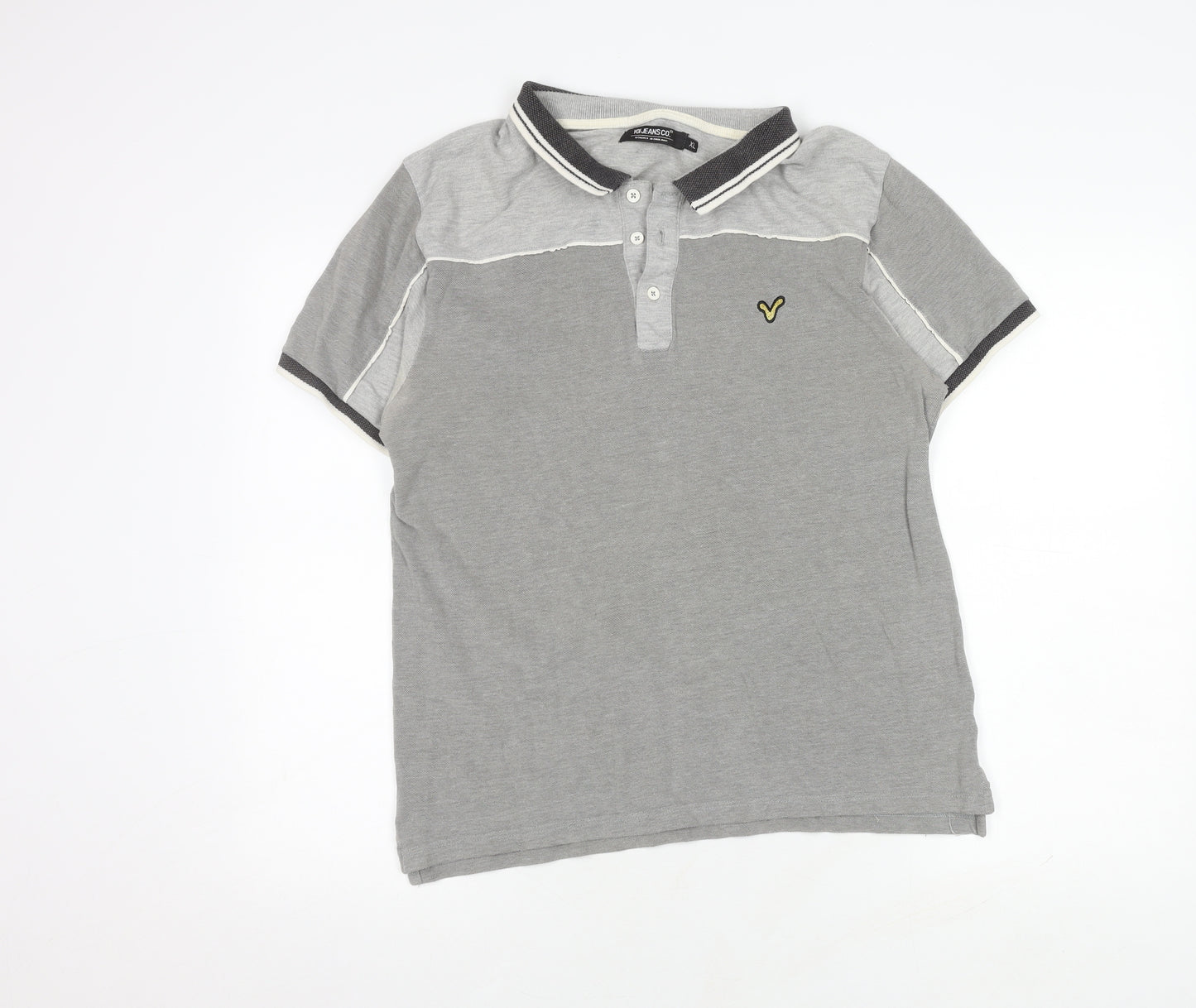 VOI Jeans Co. Men's Grey XL Polo Shirt with Logo Accents