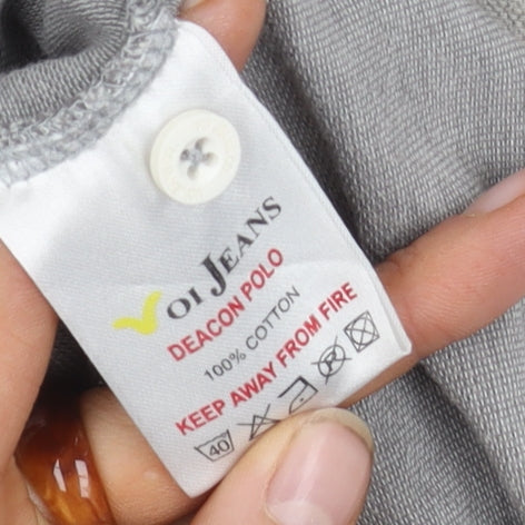 VOI Jeans Co. Men's Grey XL Polo Shirt with Logo Accents