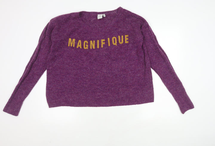 ICHI Women's Purple XL Knitted Pullover Jumper