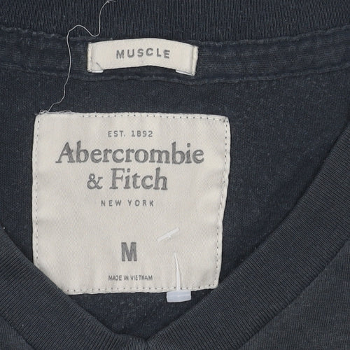 Abercrombie & Fitch Men's Black V-Neck T-Shirt M