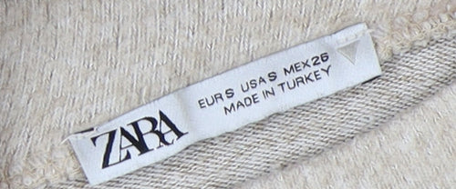 Zara Women's Beige Pullover, Size 8, Puff Sleeve