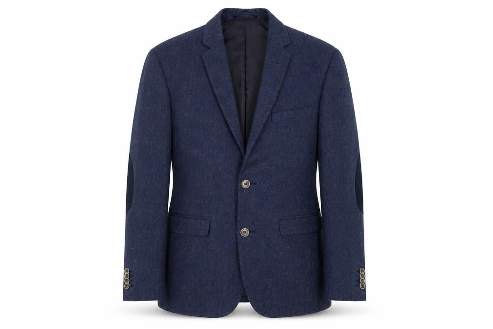Front view of Jack & Jones Men's Blue Blazer, size UK 40, Notch Lapel
