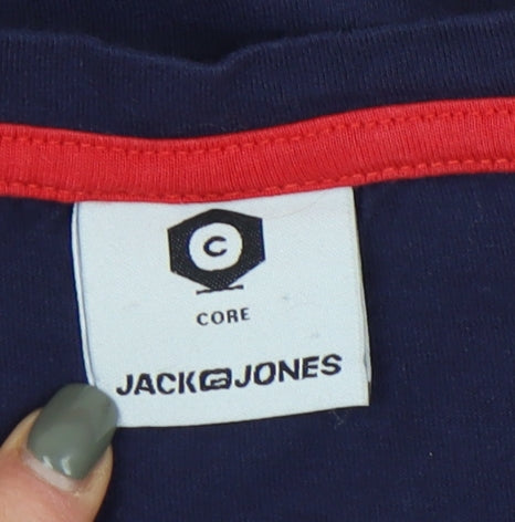 Jack & Jones Men’s Blue Logo T-Shirt, Size L, Crew Neck