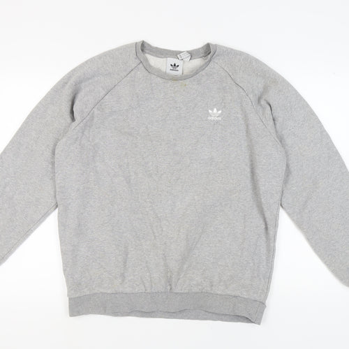 Adidas Unisex Grey Pullover Sweatshirt L Logo Casual