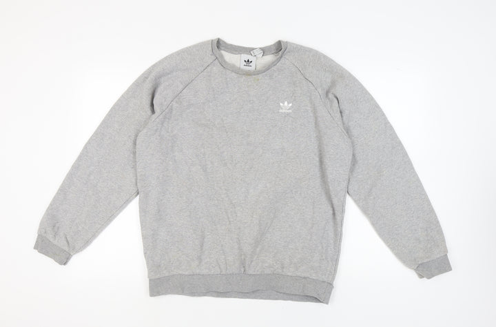 Adidas Unisex Grey Pullover Sweatshirt L Logo Casual